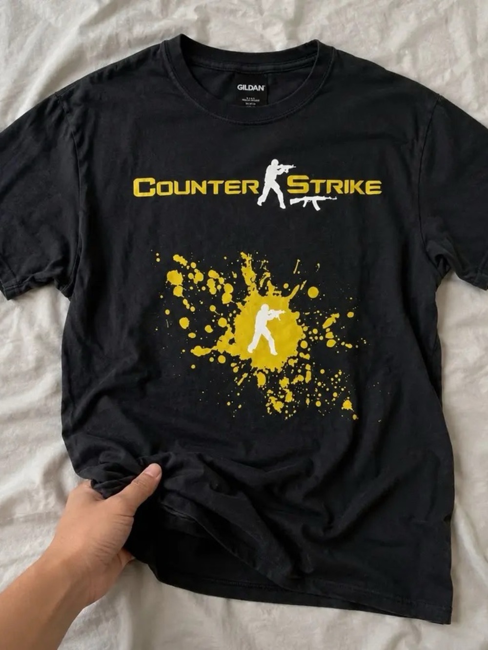 Gildan Men’s Black Tee with Yellow Counter Strike Graphic